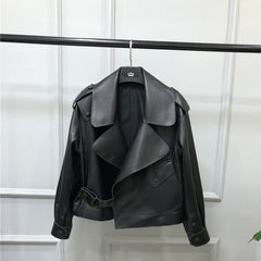 Women's Short Loose Small Leather Jacket - Fashionner