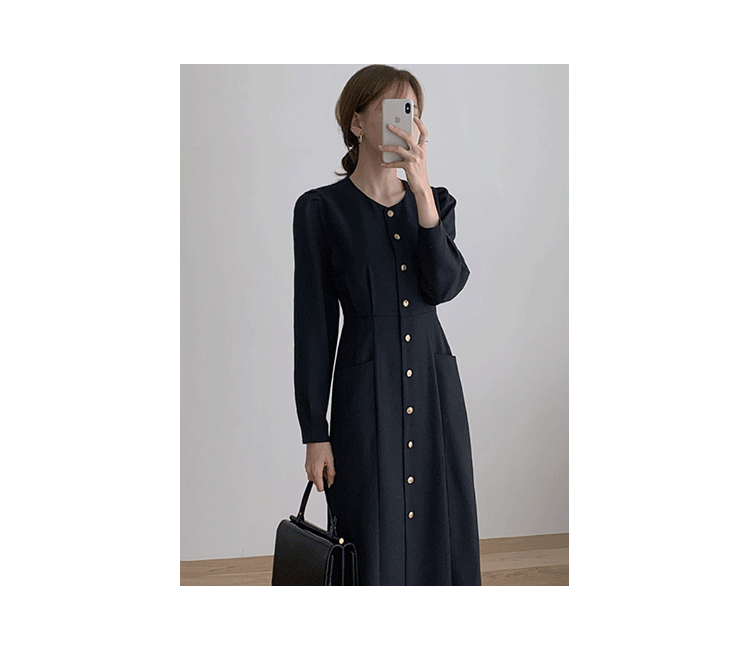Design Pocket Mid-length Dress Women - Fashionner
