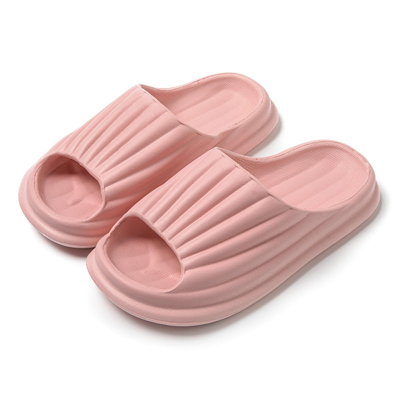 Home Slippers Women Men New Solid Striped Peep-toe Shoes House Floor Bathroom Slippers For Couple - Fashionner