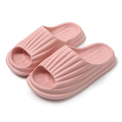 Home Slippers Women Men New Solid Striped Peep-toe Shoes House Floor Bathroom Slippers For Couple - Fashionner