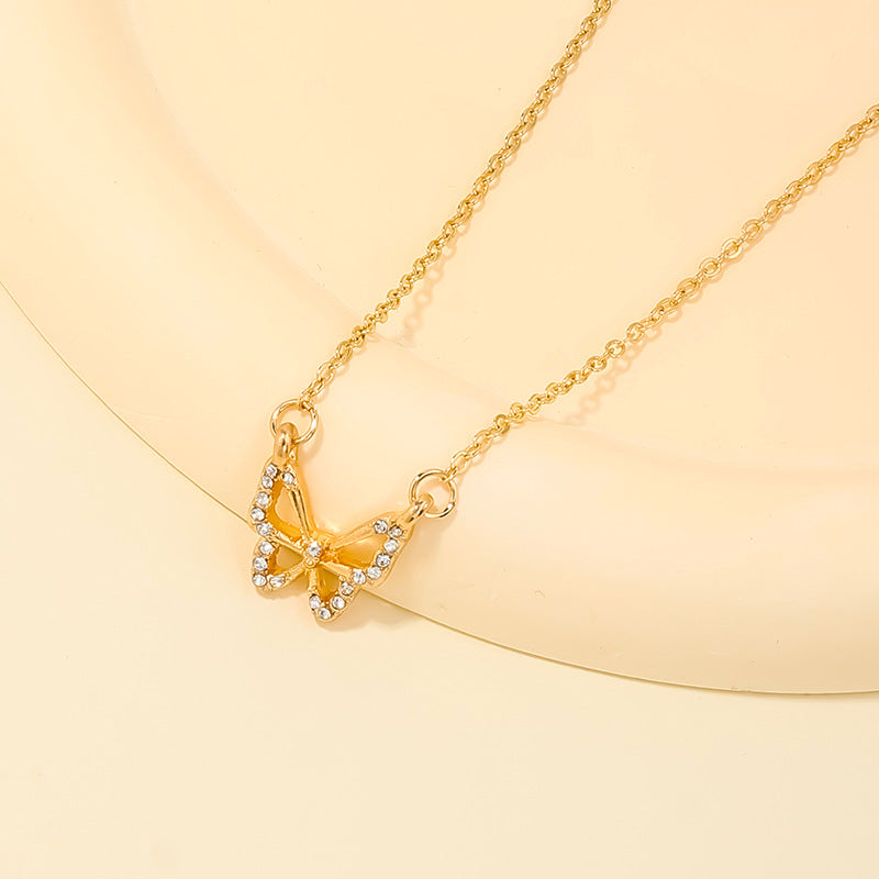 Sweet Light Luxury Metal Diamond Bow Necklace For Women - Fashionner