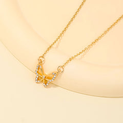 Sweet Light Luxury Metal Diamond Bow Necklace For Women - Fashionner
