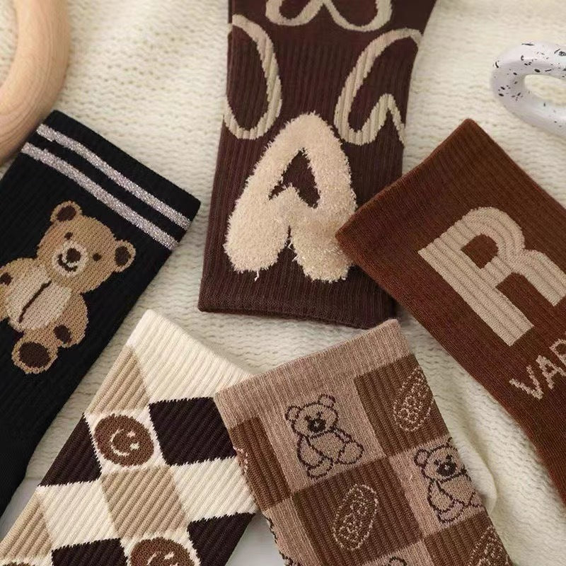 Feather Yarn Plush Bear Socks For Women - Fashionner