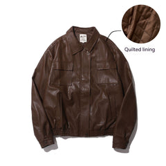Japanese Vintage PU Motorcycle Leather Jacket - Fashionner