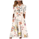 Women's Long Sleeve Long Printed Dress - Fashionner