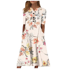 Women's Long Sleeve Long Printed Dress - Fashionner