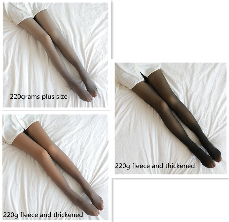 Fake Translucent Plus Size Leggings Fleece Lined Tights Fall And Winter Warm Fleece Pantyhose Women Fleece Lined Pantyhose Thermal Winter Tights - Fashionner