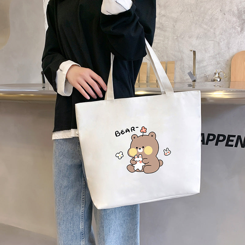 Women's Canvas Bag New Shoulder Handbag Student Tote One Piece - Fashionner