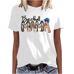 Mother's Day Baseball Women's Various Styles Loose-fitting Pullover Round-neck Short-sleeved T-shirt - Fashionner