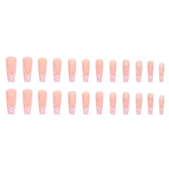 Heart Stripe Fake Nails - Fashionner