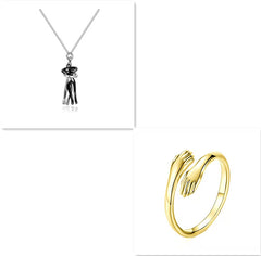 Love Hug Necklace Unisex Men Women Couple Jewelry Simple Temperament Clavicle Chain Valentines Day Lover Gift - Fashionner