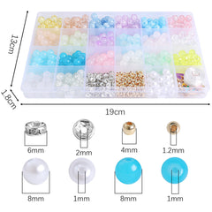 Glass Jelly Double Crystal Round Beads Material Package Handmade Diy Bracelet Accessories Set Box String Beads Materials