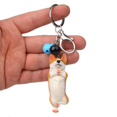 Yoga Dog Independent Corgi Bell Climbing Keychain