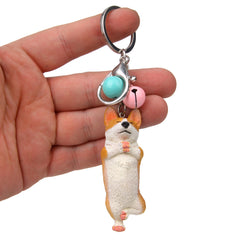 Yoga Dog Independent Corgi Bell Climbing Keychain