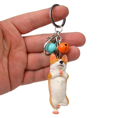 Yoga Dog Independent Corgi Bell Climbing Keychain