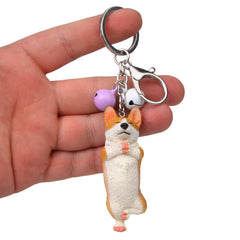 Yoga Dog Independent Corgi Bell Climbing Keychain