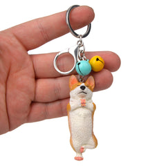 Yoga Dog Independent Corgi Bell Climbing Keychain