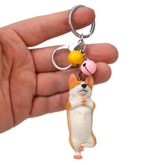 Yoga Dog Independent Corgi Bell Climbing Keychain