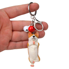 Yoga Dog Independent Corgi Bell Climbing Keychain