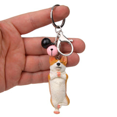 Yoga Dog Independent Corgi Bell Climbing Keychain