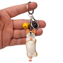 Yoga Dog Independent Corgi Bell Climbing Keychain