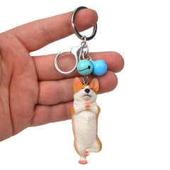 Yoga Dog Independent Corgi Bell Climbing Keychain