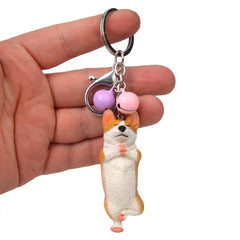 Yoga Dog Independent Corgi Bell Climbing Keychain