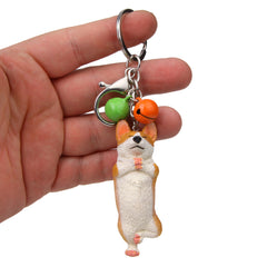 Yoga Dog Independent Corgi Bell Climbing Keychain