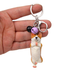 Yoga Dog Independent Corgi Bell Climbing Keychain