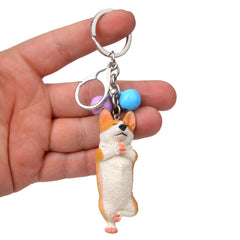 Yoga Dog Independent Corgi Bell Climbing Keychain