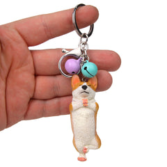 Yoga Dog Independent Corgi Bell Climbing Keychain
