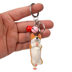 Yoga Dog Independent Corgi Bell Climbing Keychain