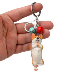 Yoga Dog Independent Corgi Bell Climbing Keychain