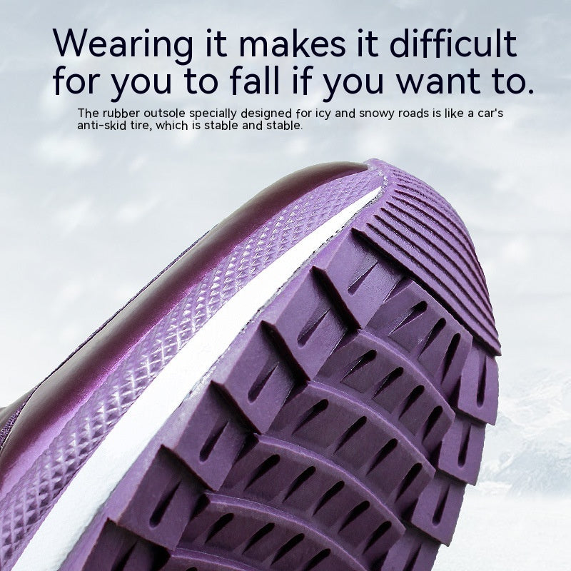 Thick Cotton Shoes Winter Fleece-lined Warm Women's Mid-calf Lightweight Non-slip Snow Boots - Fashionner