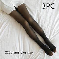 Fake Translucent Plus Size Leggings Fleece Lined Tights Fall And Winter Warm Fleece Pantyhose Women Fleece Lined Pantyhose Thermal Winter Tights - Fashionner