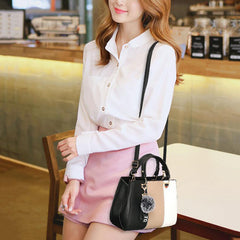 Women Hairball Ornaments Totes Patchwork Handbag Party Purse Ladies Messenger Crossbody Shoulder Bags Women Handbags - Fashionner