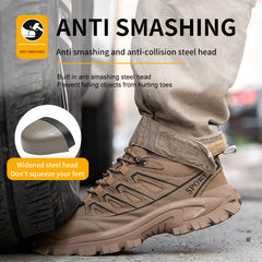 New Shoes Men's Steel Anti Smash And Anti Stab Safety Shoes Thickened Wear Resistant Rubber Soles Breathable Deodorant Site Shoes - Fashionner