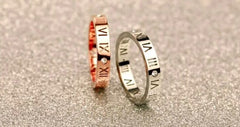 Roman numerals diamond couple ring