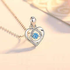 S925 Beating Heart-shaped Necklace Women Luxury Love Rhinestones Necklace Jewelry Gift For Valentine's Day - Fashionner