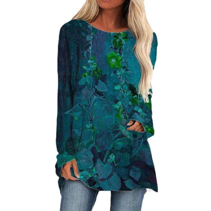 Women's 3D Flower Stitching Printing T-shirt Dress - Fashionner