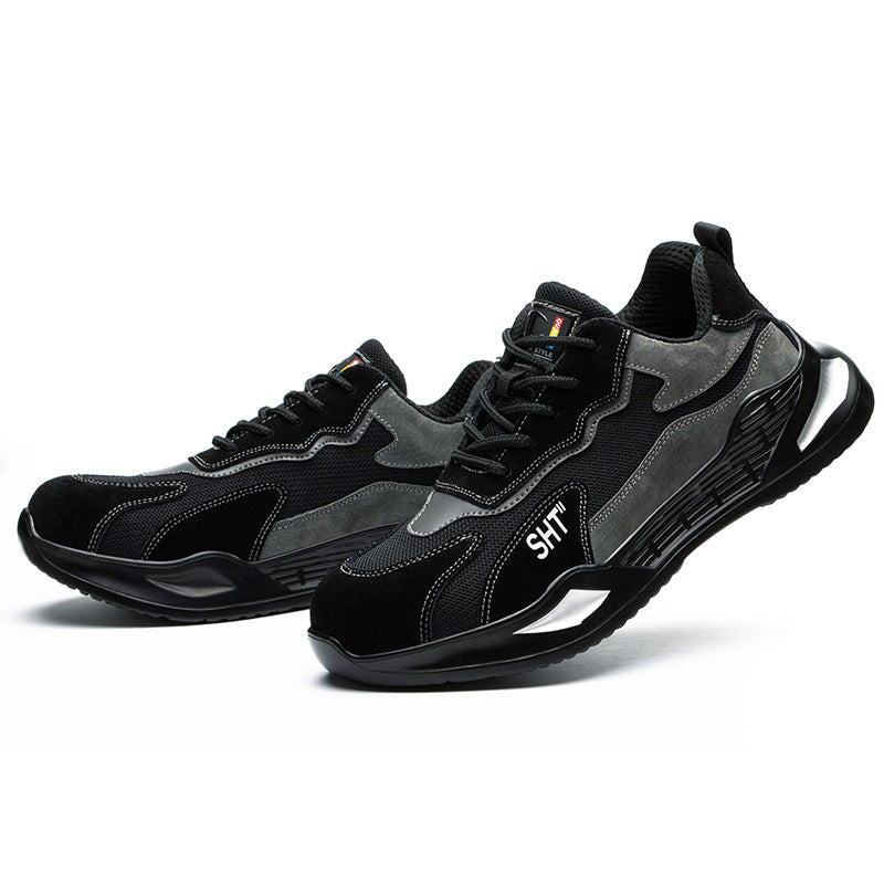 New Men's Anti Smash And Anti Puncture Breathable Work Shoes Steel Toe Cap Protective Shoes Safety Shoes - Fashionner