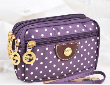 Canvas handbags handbags Korean version of the three-zipper multi-layer wallet hand bag packet phone change - Fashionner