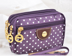 Canvas handbags handbags Korean version of the three-zipper multi-layer wallet hand bag packet phone change - Fashionner