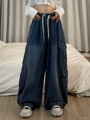 Jeans Tooling Loose Wide Leg Pants Women - Fashionner