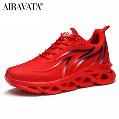 Men's Flame Printed Sneakers Flying Weave Sports Shoes Comfortable Running Shoes Outdoor Men Athletic Shoes - Fashionner