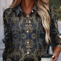 Women's Fashion Long Sleeve Lapel Loose Shirt - Fashionner