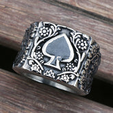 Popular Titanium Steel Men's Ring Spades Epoxy Carved Rings For Men And Women
