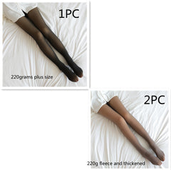 Fake Translucent Plus Size Leggings Fleece Lined Tights Fall And Winter Warm Fleece Pantyhose Women Fleece Lined Pantyhose Thermal Winter Tights - Fashionner