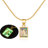 26 Letter Square Necklace Colorful Shell Luminous Pendant Chain Necklace For Women Temperament Ladies Jewelry - Fashionner