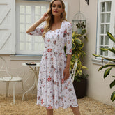 Floral T-shaped Strappy Banquet Elegant Dress
